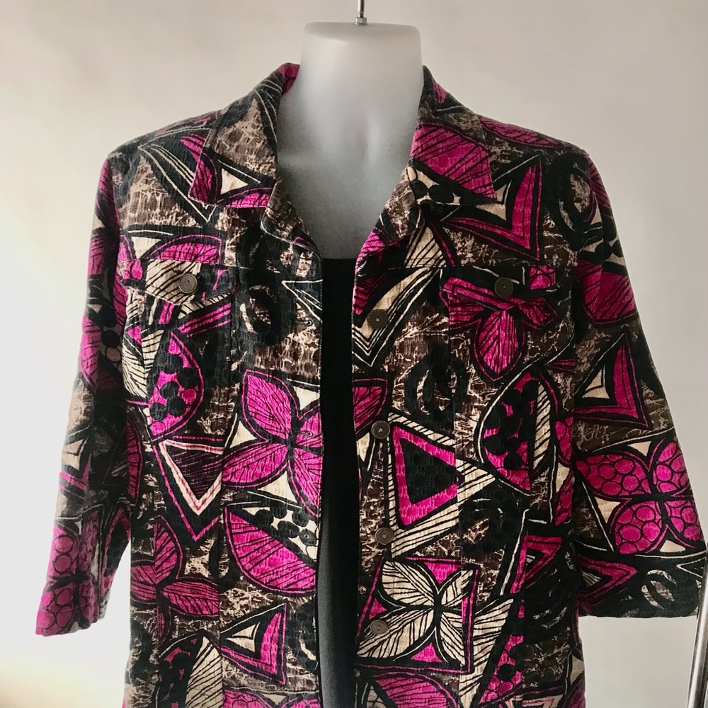 NWOT Chico’s Heavy cotton button front jacket. Size 3= size 16.